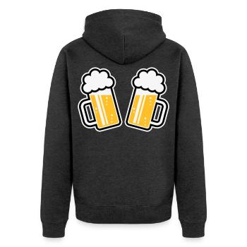 2 beer mugs Cheers, cheers! (Beer Mugs 3C) - Unisex Premium Organic Zip Hoodie - heather anthracite - Back - Nico (187cm)