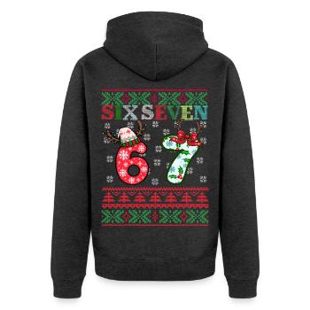 67 Christmas Funny Six Seven Meme - Unisex Premium Bio Zip Hoodie - Anthrazit meliert - Hinten - Nico (187cm)