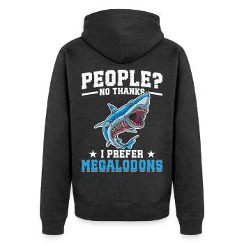  Megalodon Research Team Megalodon Shark Lover - Unisex Premium Organic Zip Hoodie - heather anthracite - Back - Nico (187cm)