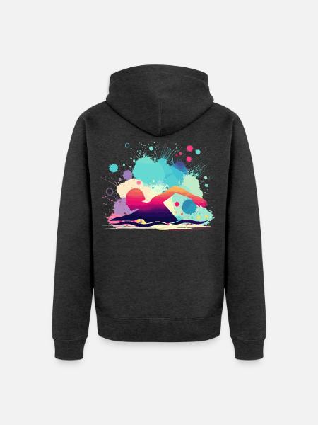 Schwimmerin, Schwimmen Frau, Schwimmlehrerin - Unisex Premium Bio Zip Hoodie - Anthrazit meliert