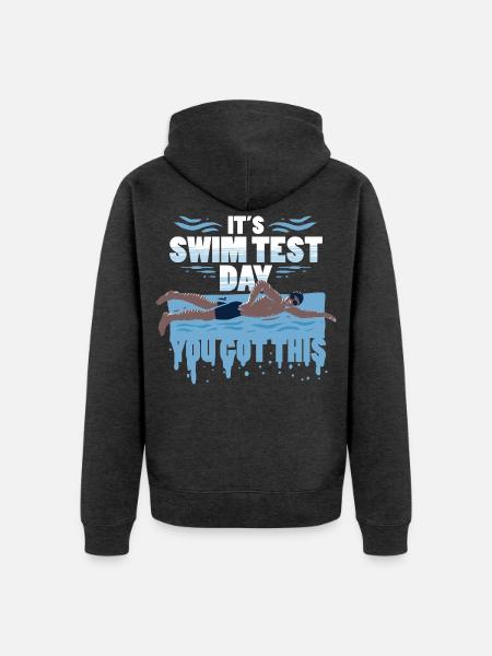 Schwimmlehrer It's Swim Test Day - Unisex Premium Bio Zip Hoodie - Anthrazit meliert
