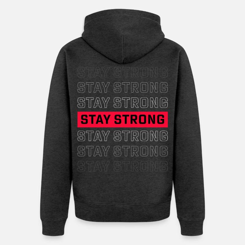 RESTEZ FORT – Starkes Statement Design - Veste à capuche bio Premium Unisexe - anthracite chiné
