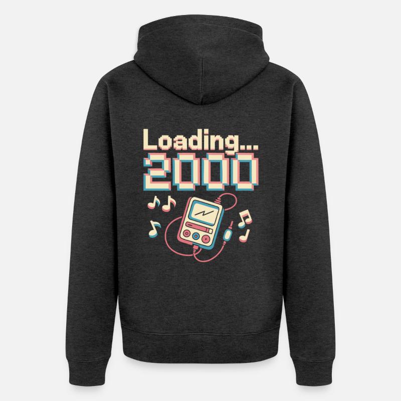 Y2K Pixel Design – Loading 2000 - Unisex Premium Bio Zip Hoodie - Anthrazit meliert