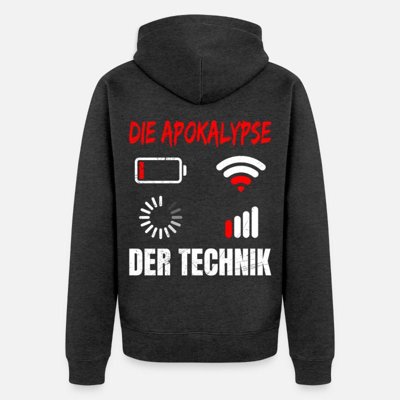 Coder L’APOCALYPSE DE LA TECHNOLOGIE DRÔLE - Veste à capuche bio Premium Unisexe - anthracite chiné