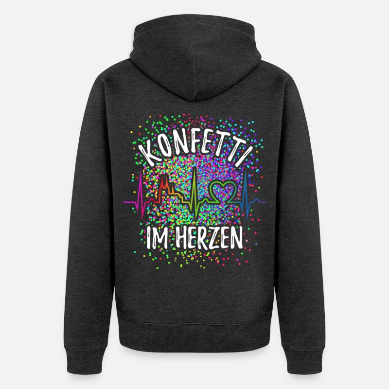 Confettis dans le cœur - Carnaval dans le sang - Cologne - Veste à capuche bio Premium Unisexe - anthracite chiné