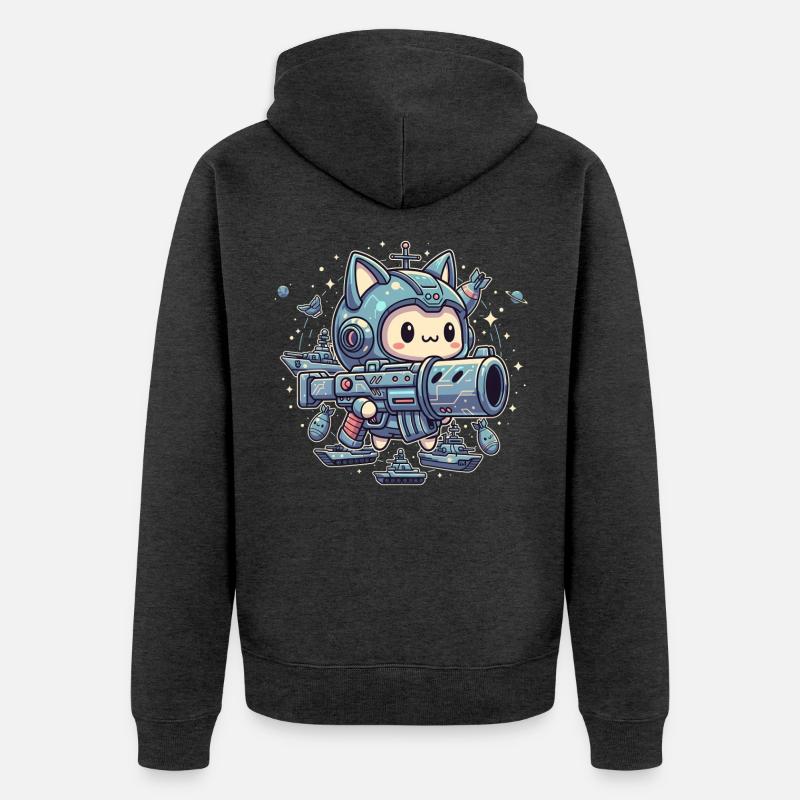 Guerrier Mignon de l’Espace - Veste à capuche bio Premium Unisexe - anthracite chiné