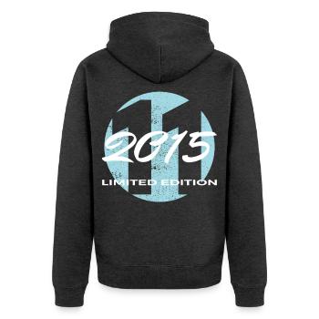 11. Geburtstag 2015 Jungen und Mädchen Geschenk - Unisex Premium Bio Zip Hoodie - Anthrazit meliert - Hinten - Nico (187cm)