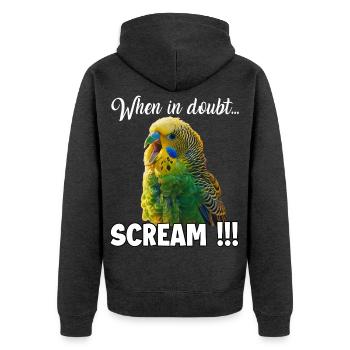 Cadeaux créatifs Bird Friends Perruche - Veste à capuche bio Premium Unisexe - anthracite chiné - Dos - Nico (187cm)