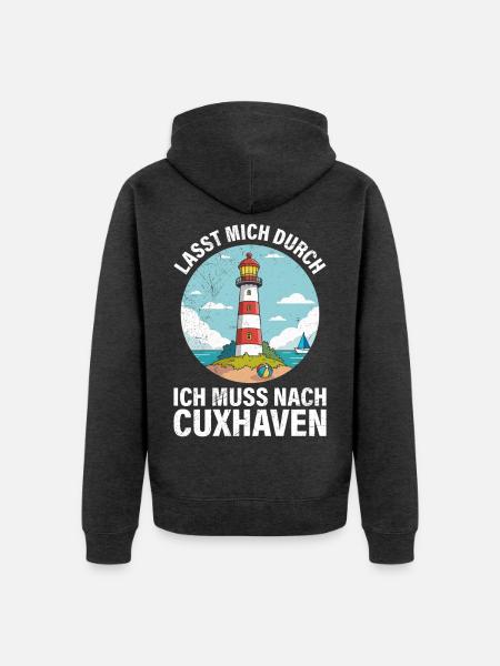 Nordsee Urlaub ICH MUSS NACH CUXHAVEN Lustiges - Unisex Premium Bio Zip Hoodie - Anthrazit meliert