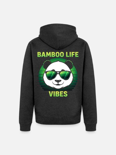 Cooler Panda mit Sonnenbrille - Unisex Premium Bio Zip Hoodie - Anthrazit meliert