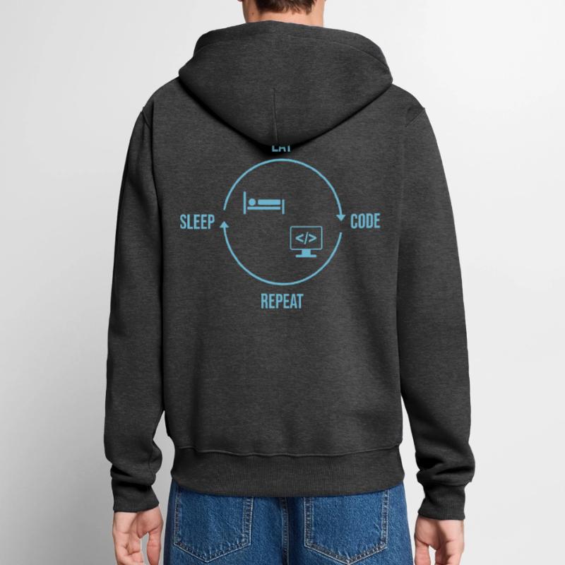 Eat Sleep Code Repeat - Programmer Cycle Unisex Premium Organic Zip Hoodie