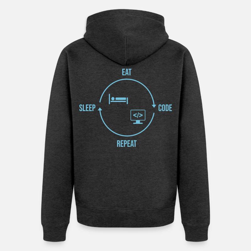 Eat Sleep Code Repeat - Programmer Cycle - Unisex Premium Organic Zip Hoodie - heather anthracite