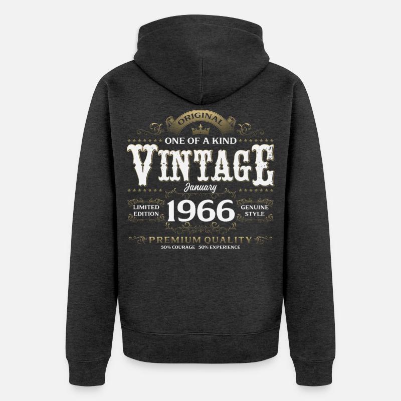 60e anniversaire Millésime janvier 1966 - Veste à capuche bio Premium Unisexe - anthracite chiné