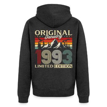 33rd Birthday Original January 1993 - Unisex Premium Organic Zip Hoodie - heather anthracite - Back - Nico (187cm)