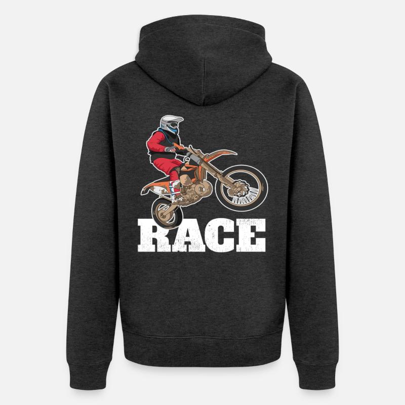 Course de vélo sur terre - Veste à capuche bio Premium Unisexe - anthracite chiné