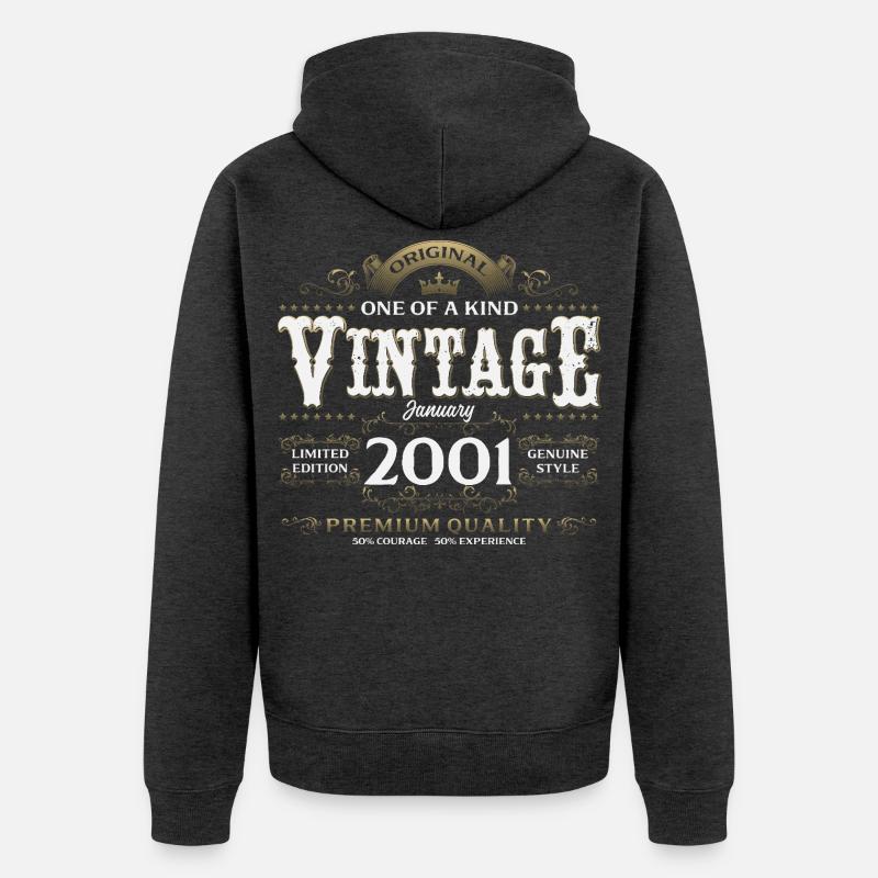 25e anniversaire Millésime janvier 2001 - Veste à capuche bio Premium Unisexe - anthracite chiné