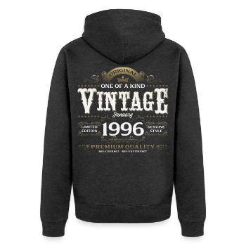 30e anniversaire Millésime de janvier 1996 - Veste à capuche bio Premium Unisexe - anthracite chiné - Dos - Nico (187cm)