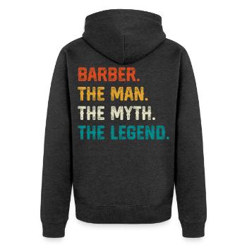 T-shirt légende du mythe du barbier - Veste à capuche bio Premium Unisexe - anthracite chiné - Dos - Nico (187cm)