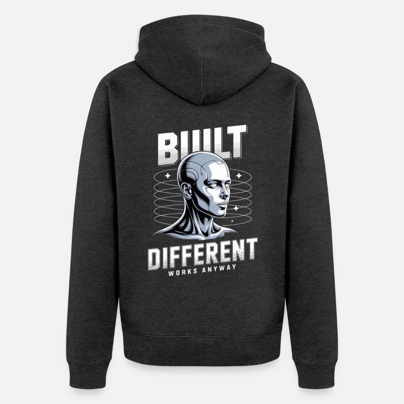 Neurodiversité neurodivergente construite différend - Veste à capuche bio Premium Unisexe - anthracite chiné