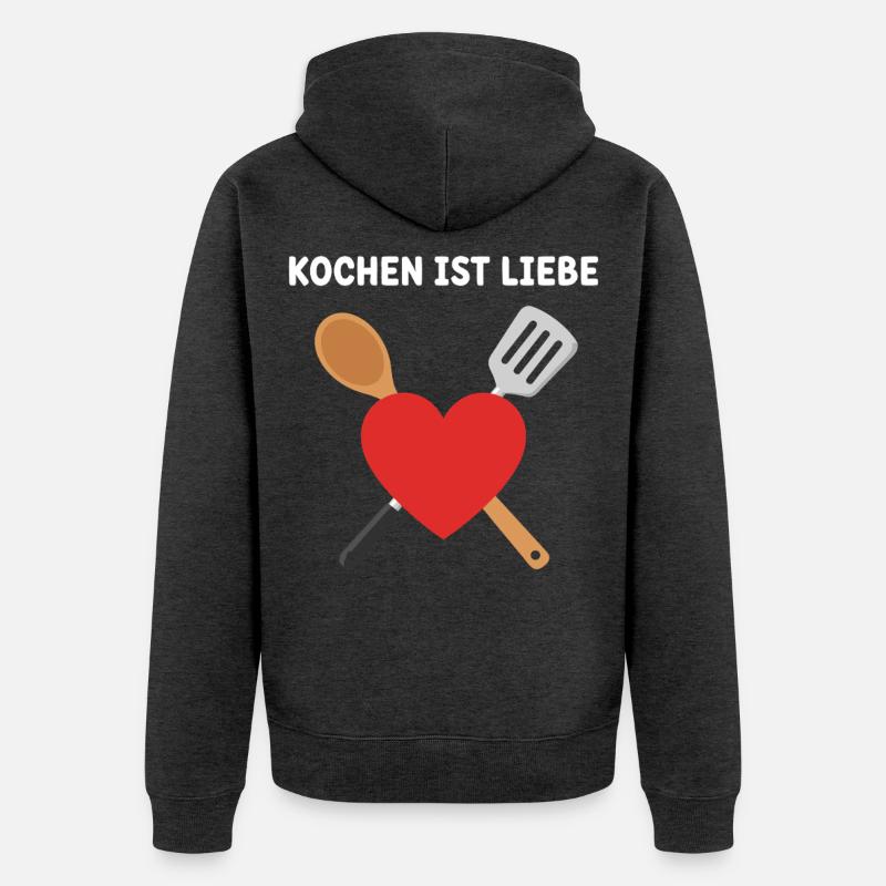 La cuisine, c’est l’amour - Veste à capuche bio Premium Unisexe - anthracite chiné