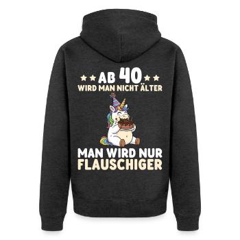 Licorne pour les 40 ans – On devient encore plus duveteux - Veste à capuche bio Premium Unisexe - anthracite chiné - Dos - Nico (187cm)