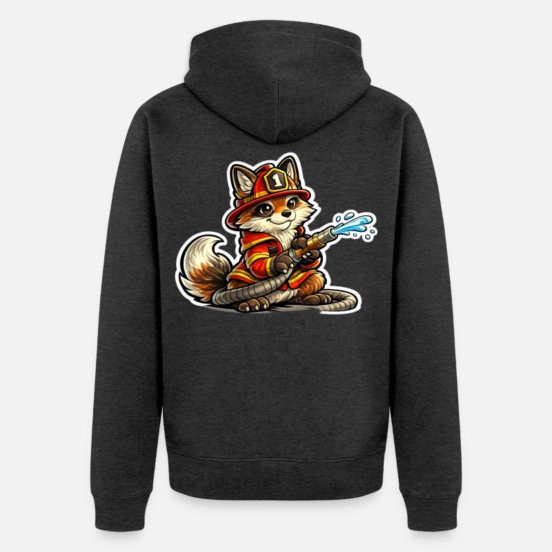 Fox pompier héros en action - Veste à capuche bio Premium Unisexe - anthracite chiné