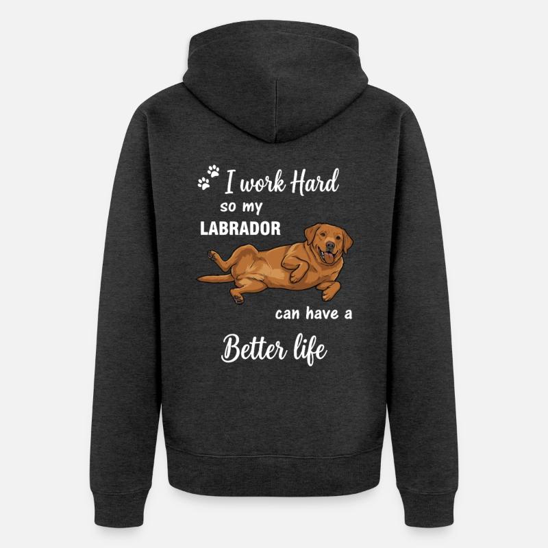 Echte Labrador Liebe Hundebesitzer Statement - Unisex Premium Bio Zip Hoodie - Anthrazit meliert