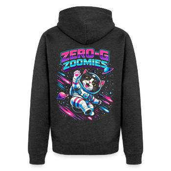 Null-G Zoomies | Humour spatial Astro Cat - Veste à capuche bio Premium Unisexe - anthracite chiné - Dos - Nico (187cm)