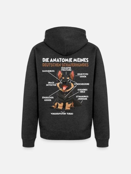 Schäferhund Gassi T Hundehalter Schäferhund - Unisex Premium Bio Zip Hoodie - Anthrazit meliert