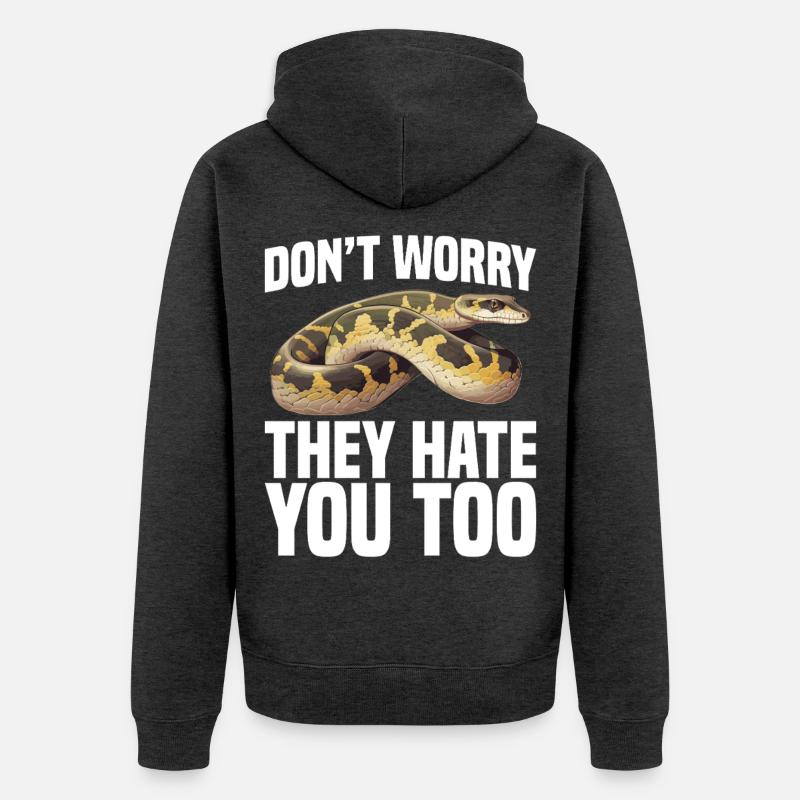 Python-Besitzer Schlangenterrarium, Reptilienhaut Burmesischer - Unisex Premium Bio Zip Hoodie - Anthrazit meliert