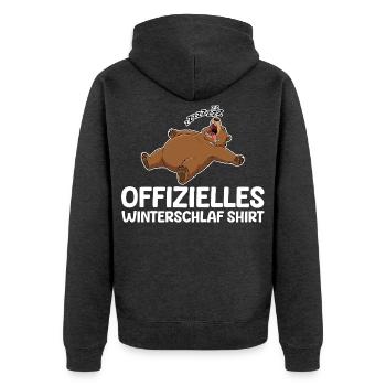 Winterschlaf Modus Bär Lustig Langschläfer - Unisex Premium Bio Zip Hoodie - Anthrazit meliert - Hinten - Nico (187cm)