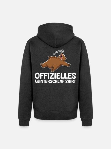 Winterschlaf Modus Bär Lustig Langschläfer - Unisex Premium Bio Zip Hoodie - Anthrazit meliert