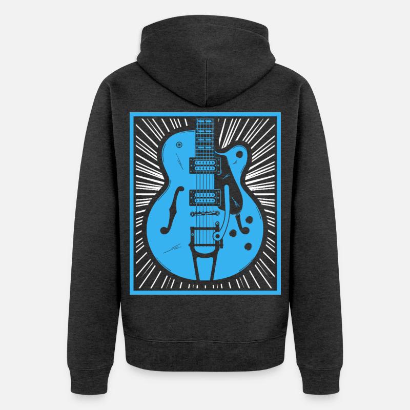 Silhouette de guitare rétro - Veste à capuche bio Premium Unisexe - anthracite chiné