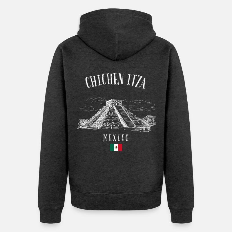Pyramide de Chichen Itza, Mexique - Veste à capuche bio Premium Unisexe - anthracite chiné