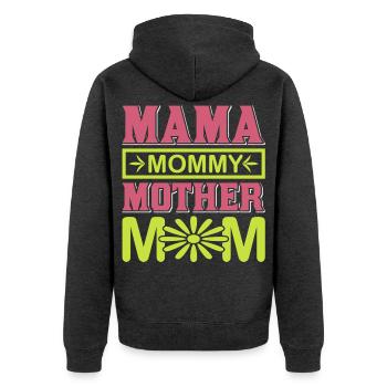 Mama Mama Mama Mama süßes Mutterschaftsgeschenk-Hemd - Unisex Premium Bio Zip Hoodie - Anthrazit meliert - Hinten - Nico (187cm)