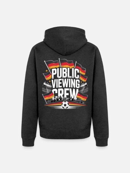 Public Viewing Crew Fußball Fan - Unisex Premium Bio Zip Hoodie - Anthrazit meliert