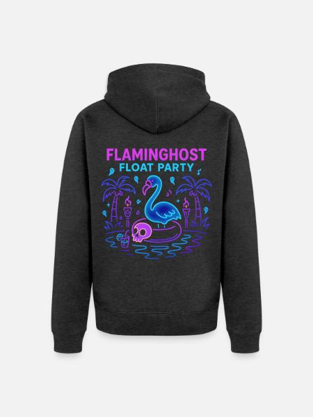 Flaminghost Float Party Halloween Pool - Unisex Premium Bio Zip Hoodie - Anthrazit meliert