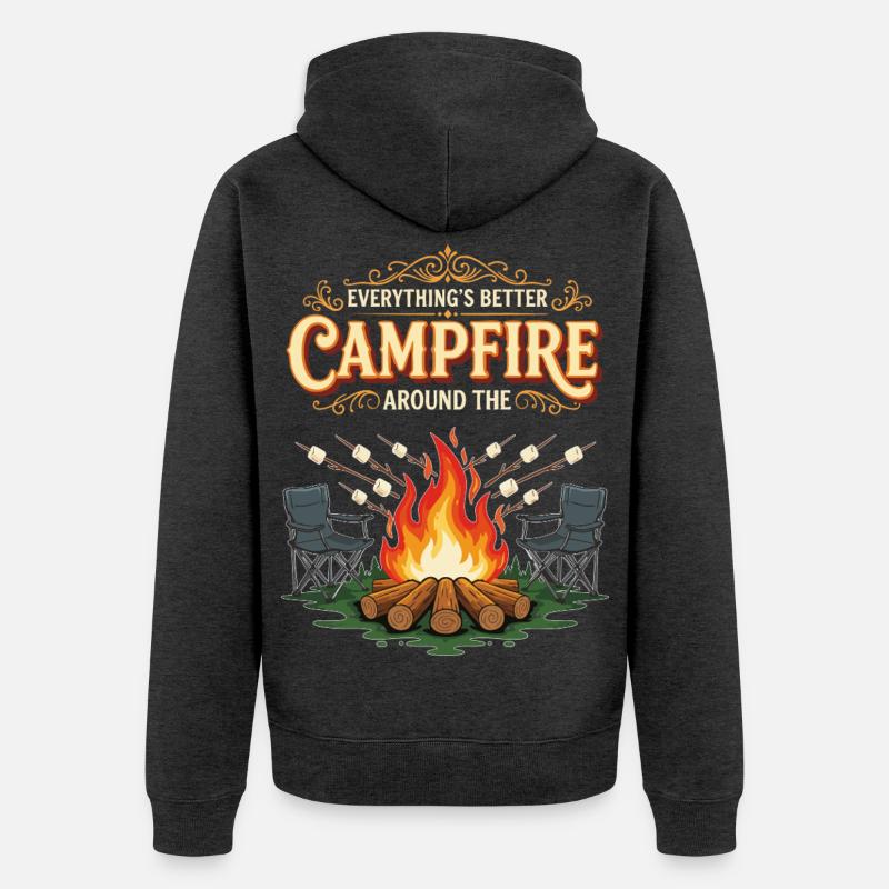Campfire Marshmallow Everything Better Camping - Veste à capuche bio Premium Unisexe - anthracite chiné
