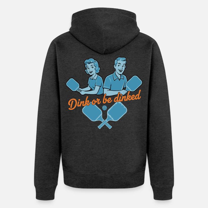 Pickleball-lustiger Spieler Dink Oder Werde Liebe - Unisex Premium Bio Zip Hoodie - Anthrazit meliert