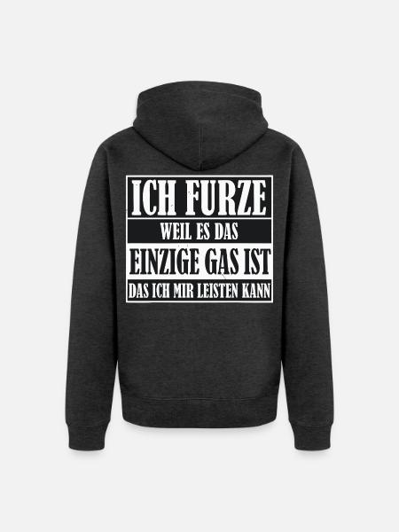 Ich Furze Gas - Unisex Premium Bio Zip Hoodie - Anthrazit meliert