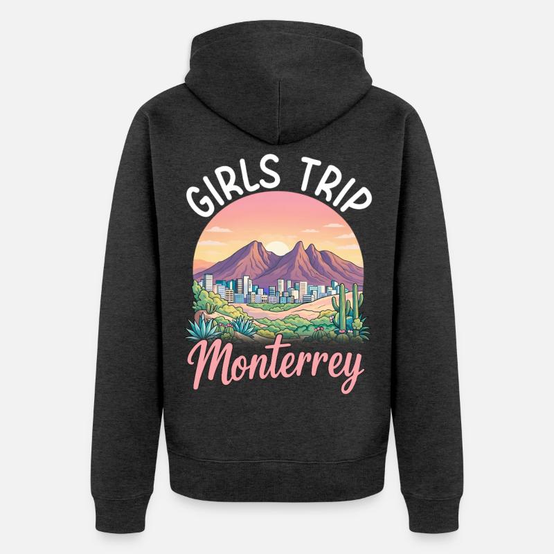 Voyage des filles à Monterrey - Veste à capuche bio Premium Unisexe - anthracite chiné