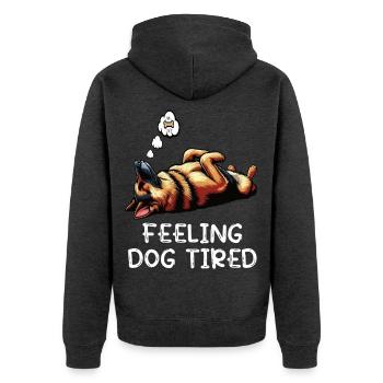 Feeling Dog Tired German Shepherd - Unisex Premium Organic Zip Hoodie - heather anthracite - Back - Nico (187cm)