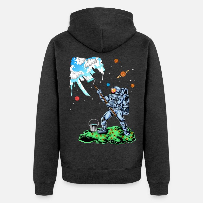 Astronaute peignant la chemise spatiale - Veste à capuche bio Premium Unisexe - anthracite chiné