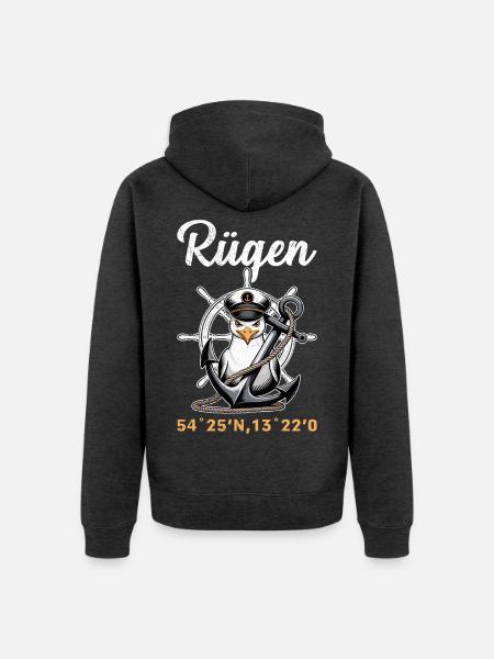 INSEL RÜGEN OSTSEE Rügen Urlaub Lustiges - Unisex Premium Bio Zip Hoodie - Anthrazit meliert