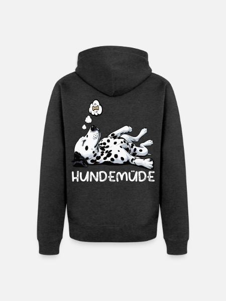 Hundemüde Dalmatiner Dalmatinerbesitzer Dalmatine - Unisex Premium Bio Zip Hoodie - Anthrazit meliert