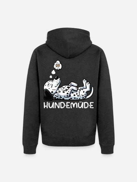 Hundemüde Dalmatiner Dalmatinerbesitzer Dalmatine - Unisex Premium Bio Zip Hoodie - Anthrazit meliert