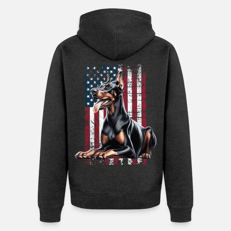 Doberman US Dobermann - Veste à capuche bio Premium Unisexe - anthracite chiné