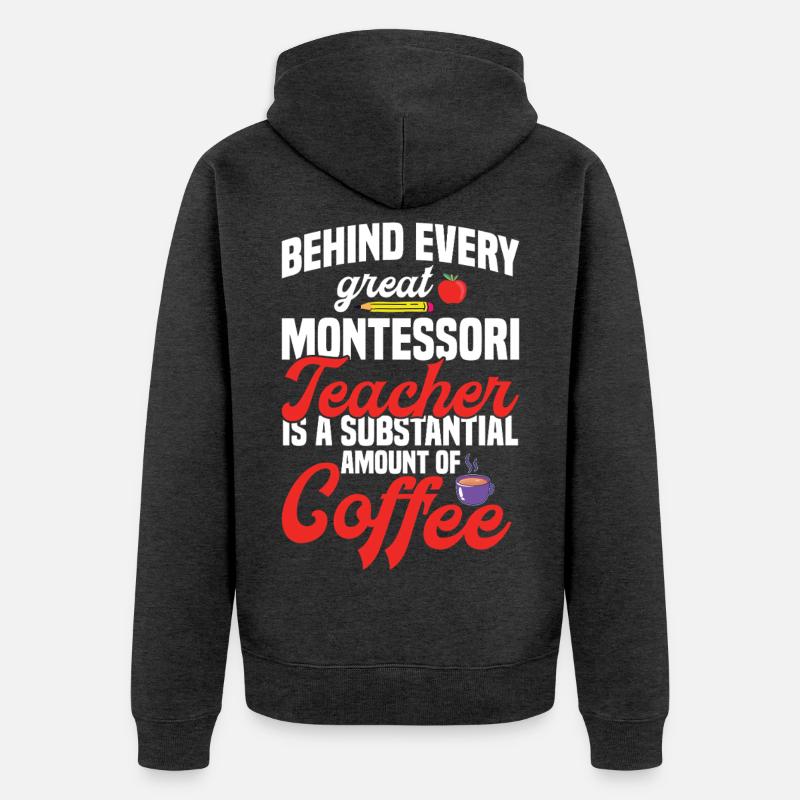 Montessori-Lehrer-Methode Schule - Unisex Premium Bio Zip Hoodie - Anthrazit meliert