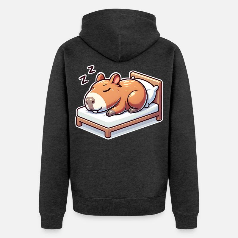 Capybara endormie - Veste à capuche bio Premium Unisexe - anthracite chiné