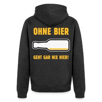 Ohne Bier Geht Gar Nix Hier! (Bierchen / NEG 3C) - Unisex Premium Bio Zip Hoodie - Anthrazit meliert - Hinten - Nico (187cm)